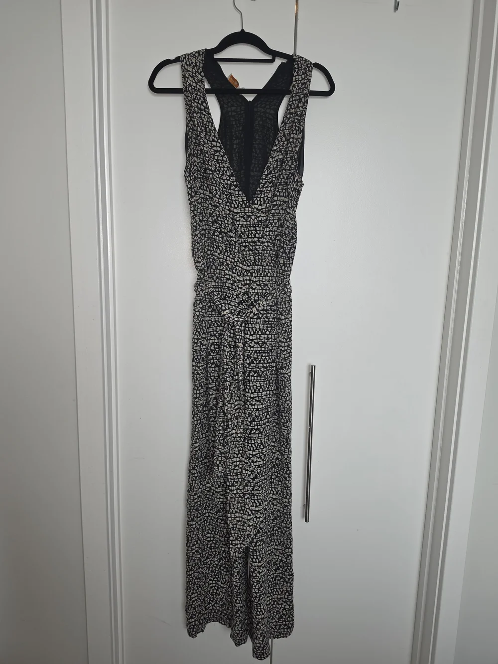 Tory Burch Black and White / Cream Printed Sleeveless Jumpsuit
